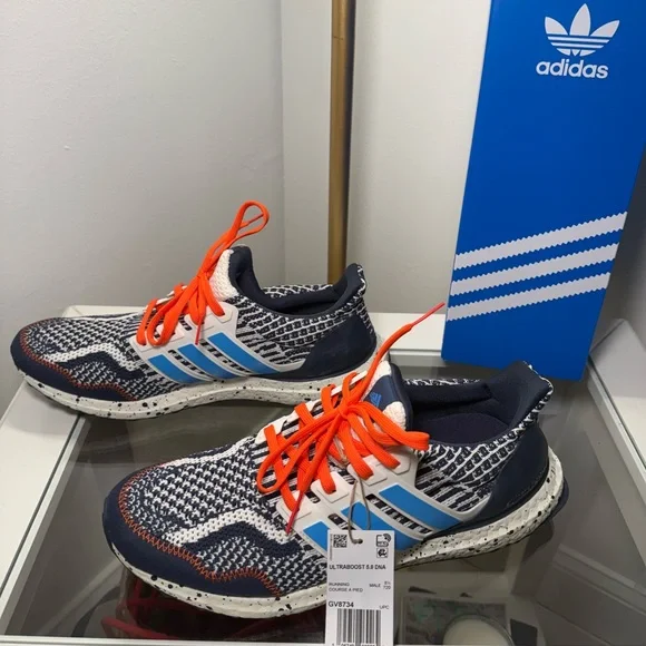 adidas Ultraboost DNA Athletic Shoes - Navy, White, and Orange - Picture 2 of 5